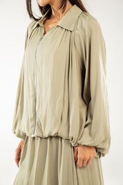 Satin Serenity Ensemble - Jacket Light Olive