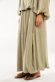 Satin Serenity Ensemble - Skirt Light Olive