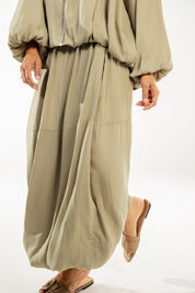 Satin Serenity Ensemble - Skirt Light Olive
