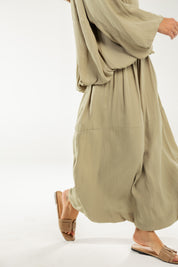 Satin Serenity Ensemble - Skirt Light Olive