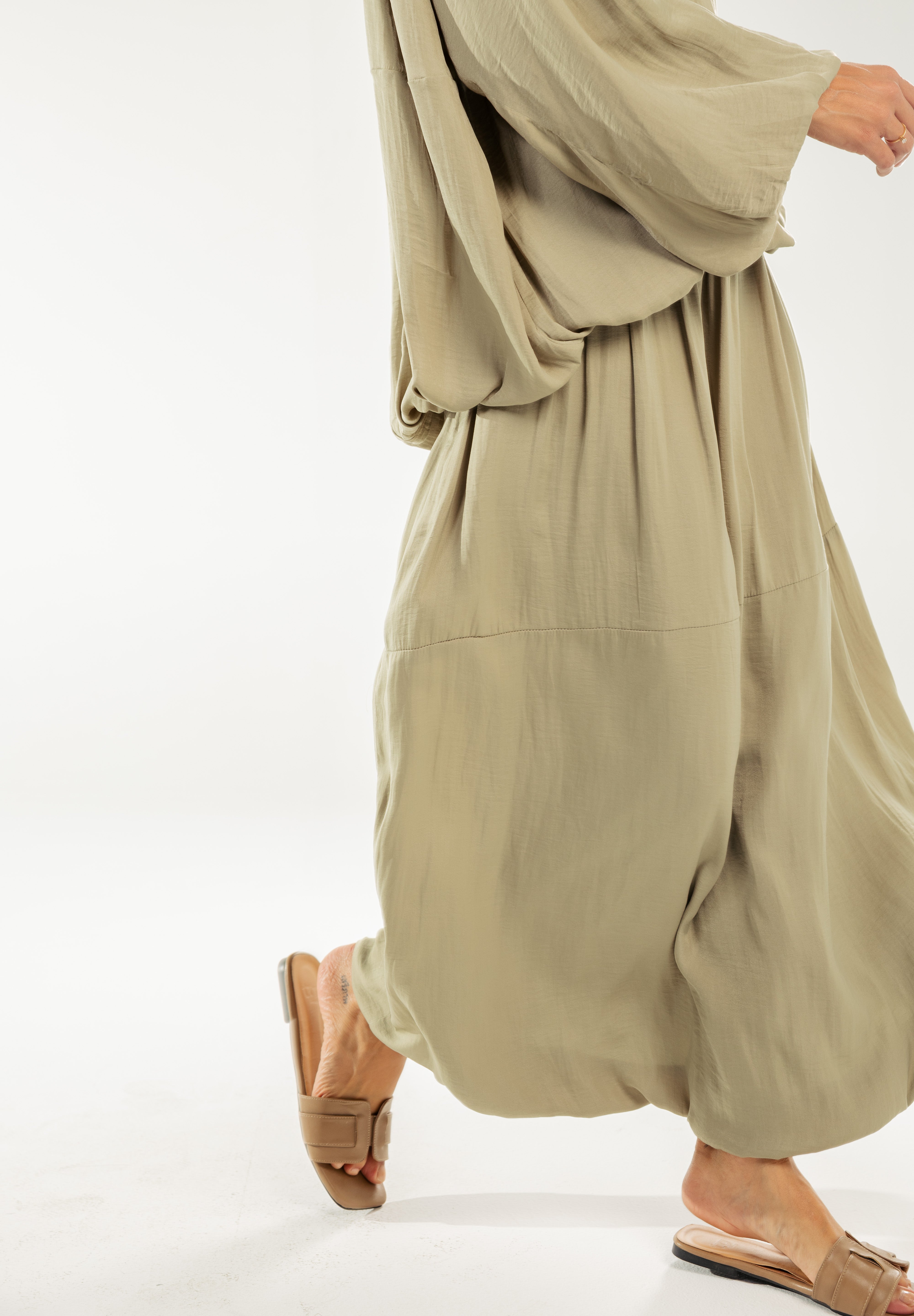Satin Serenity Ensemble - Skirt Light Olive