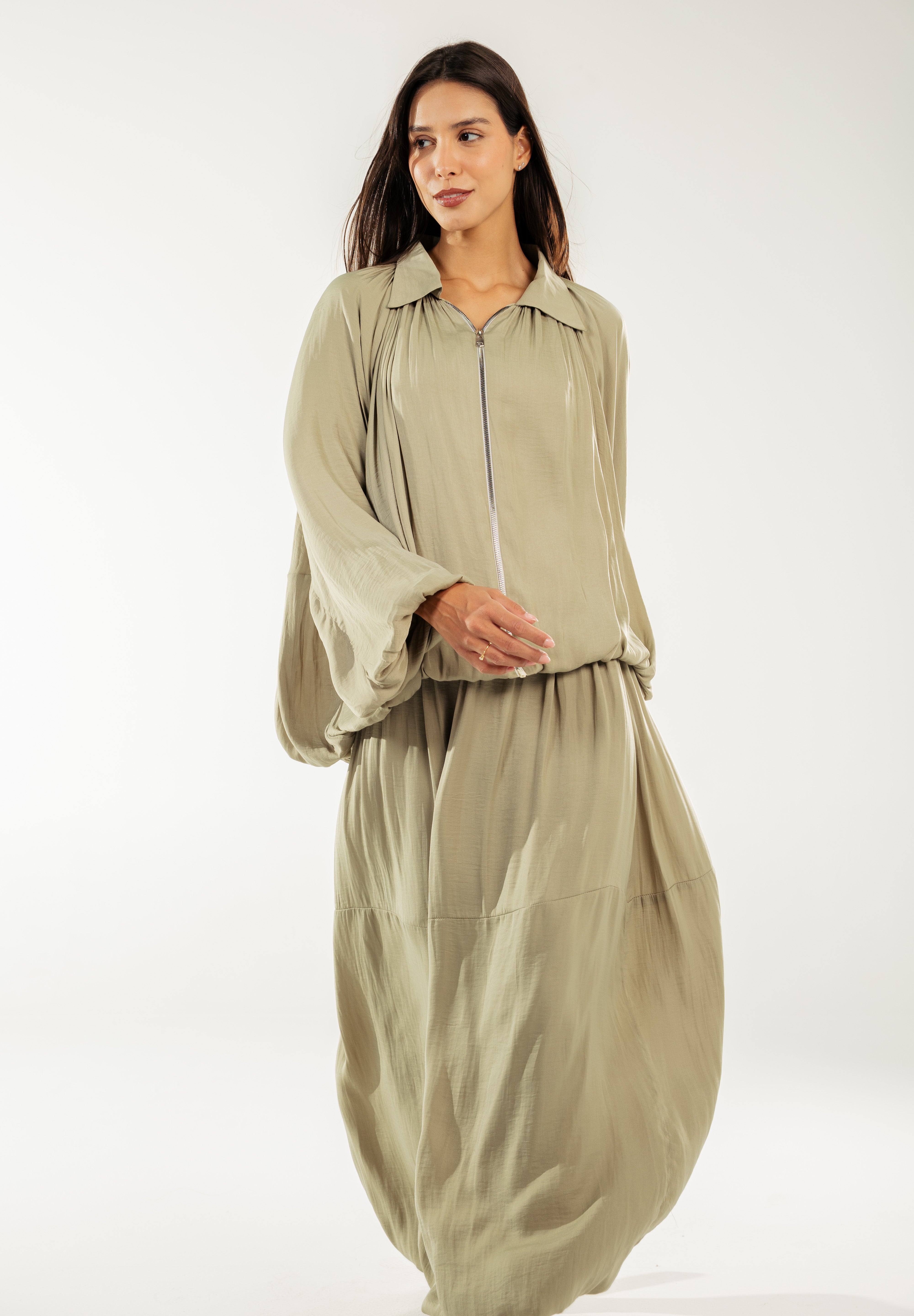 Satin Serenity Ensemble - Jacket Light Olive