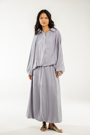 Satin Serenity Ensemble - Skirt Grey