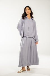 Satin Serenity Ensemble - Skirt Grey