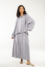 Satin Serenity Ensemble - Skirt Grey