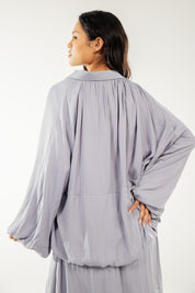 Satin Serenity Ensemble - Jacket Grey