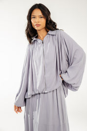 Satin Serenity Ensemble - Jacket Grey