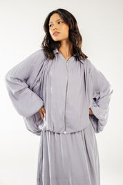 Satin Serenity Ensemble - Jacket Grey