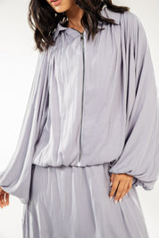 Satin Serenity Ensemble - Jacket Grey