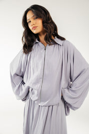 Satin Serenity Ensemble - Jacket Grey