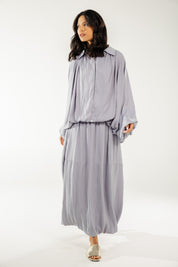 Satin Serenity Ensemble - Skirt Grey