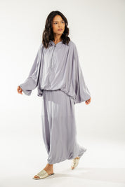 Satin Serenity Ensemble - Skirt Grey