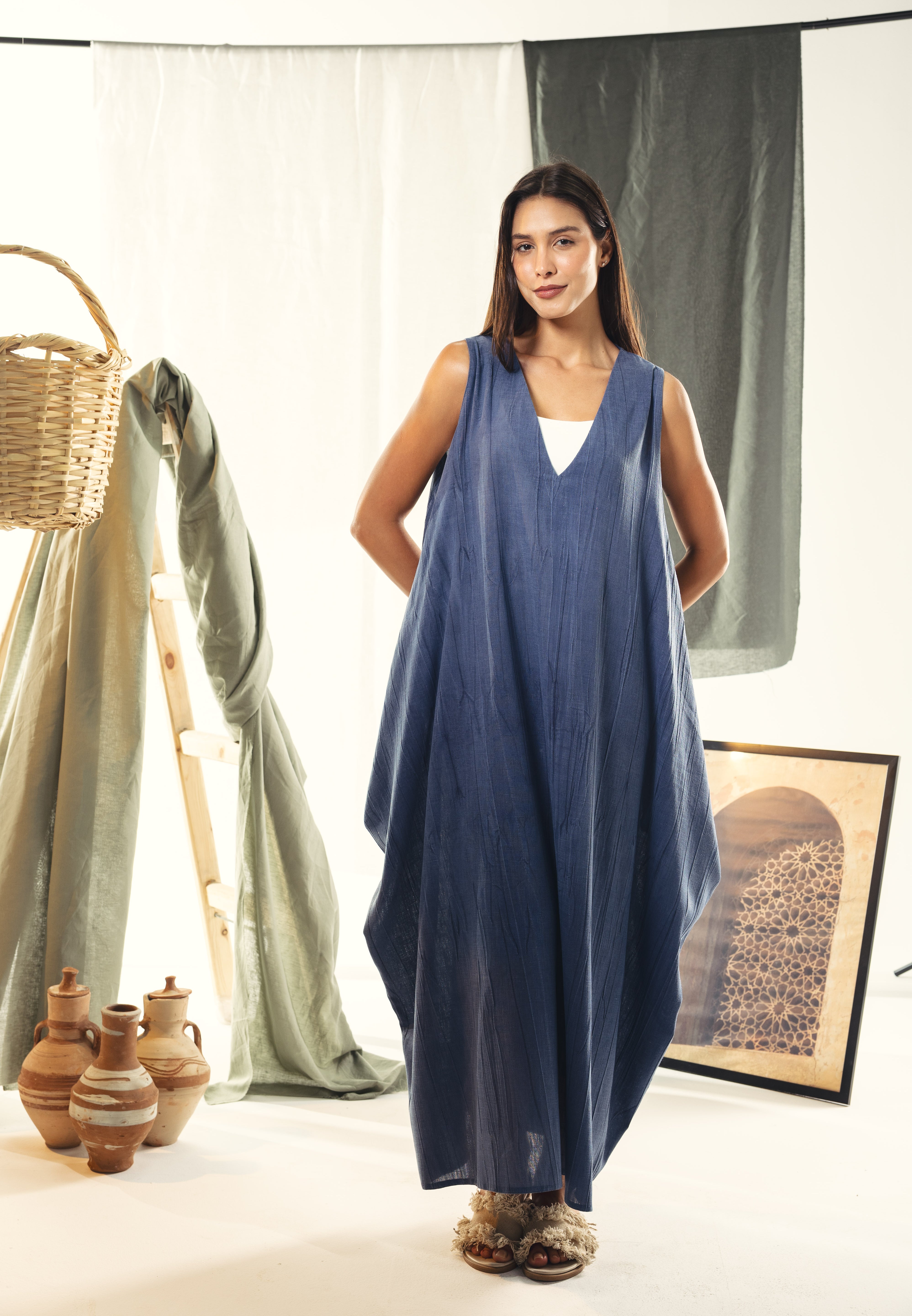 Maxi loose dress in Indigo blue