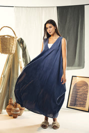 Maxi loose dress in Indigo blue