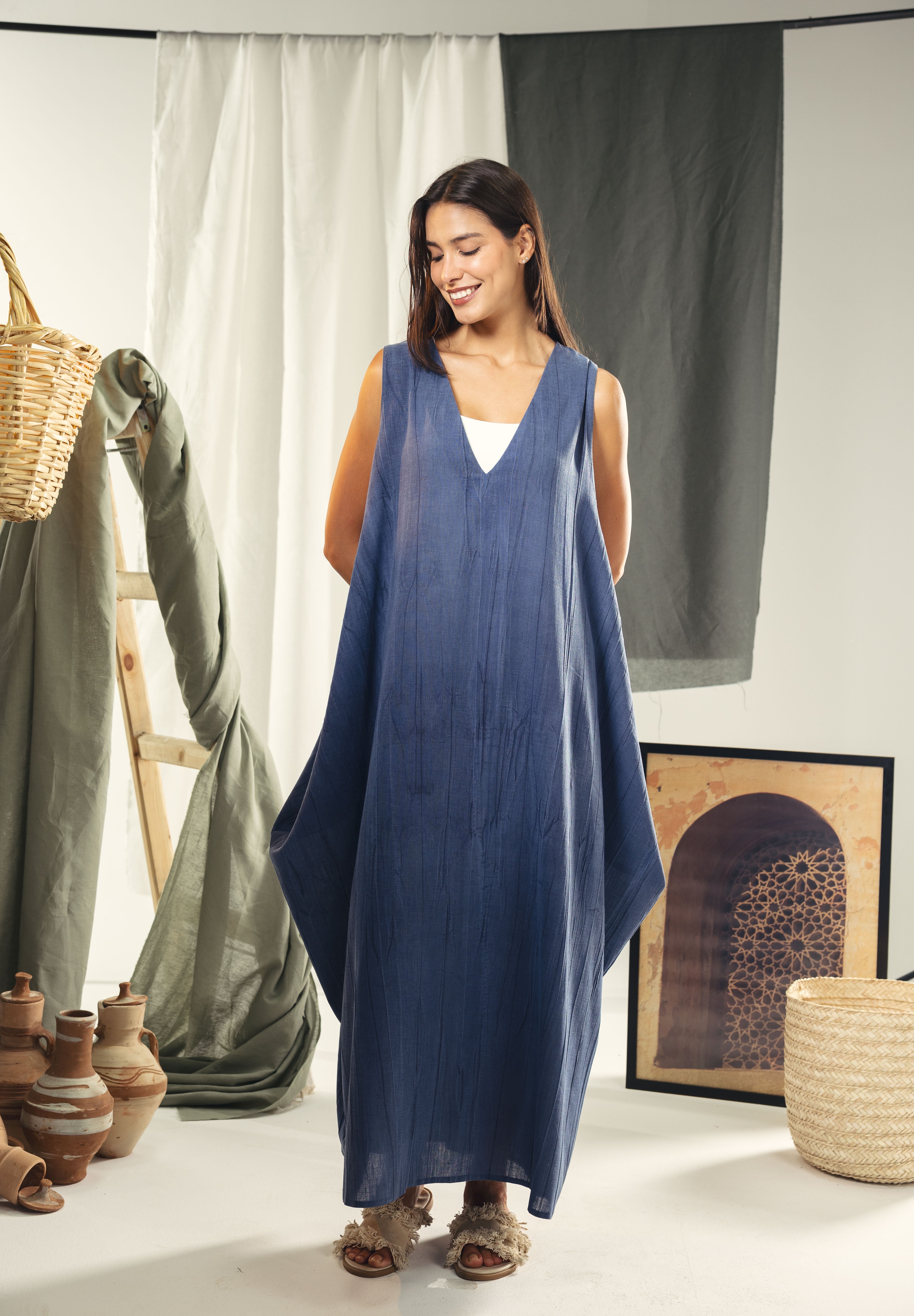 Maxi loose dress in Indigo blue