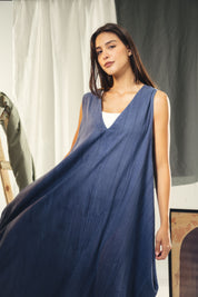 Maxi loose dress in Indigo blue