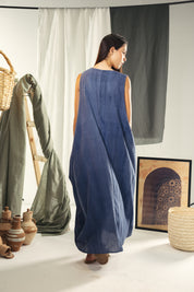 Maxi loose dress in Indigo blue