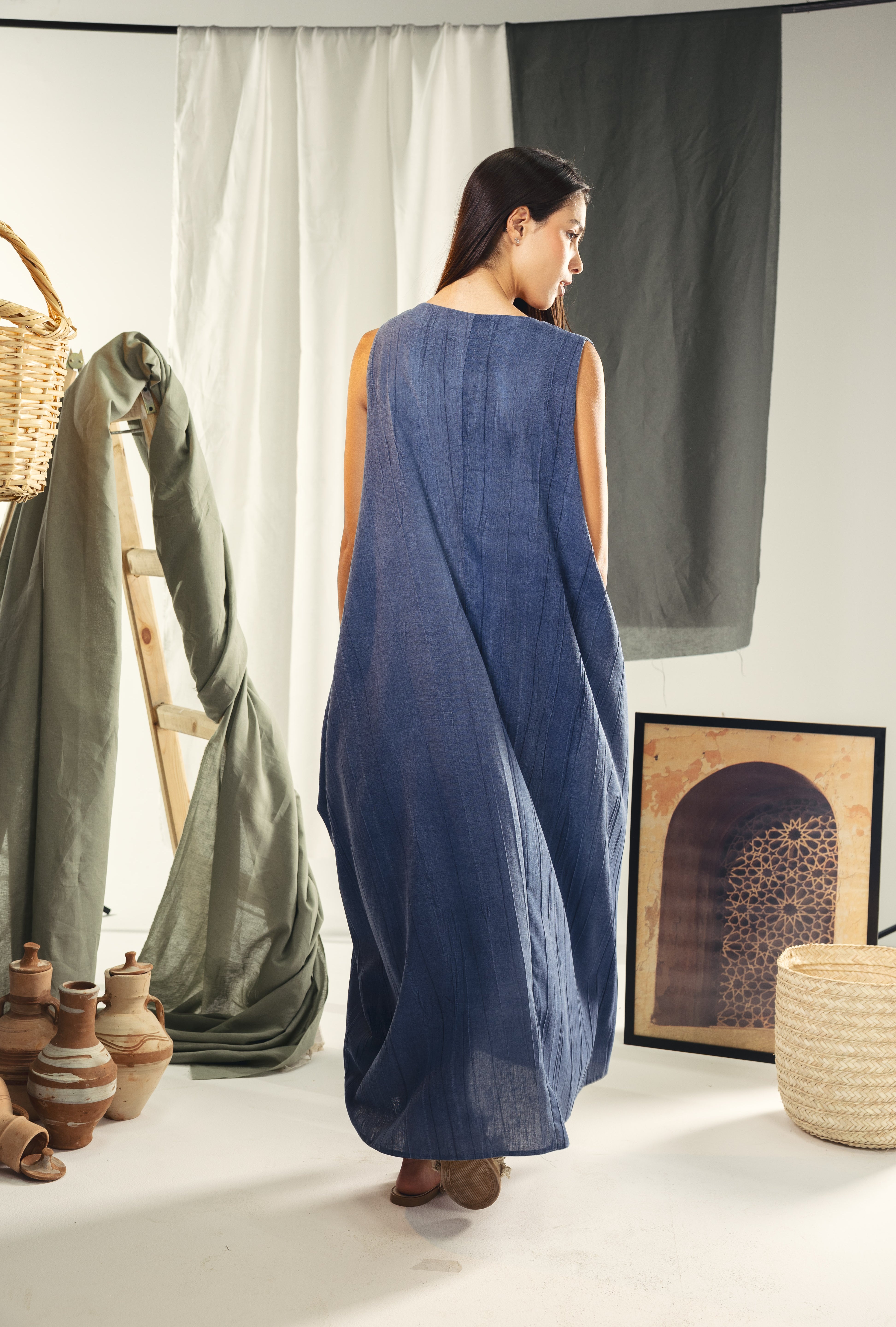 Maxi loose dress in Indigo blue
