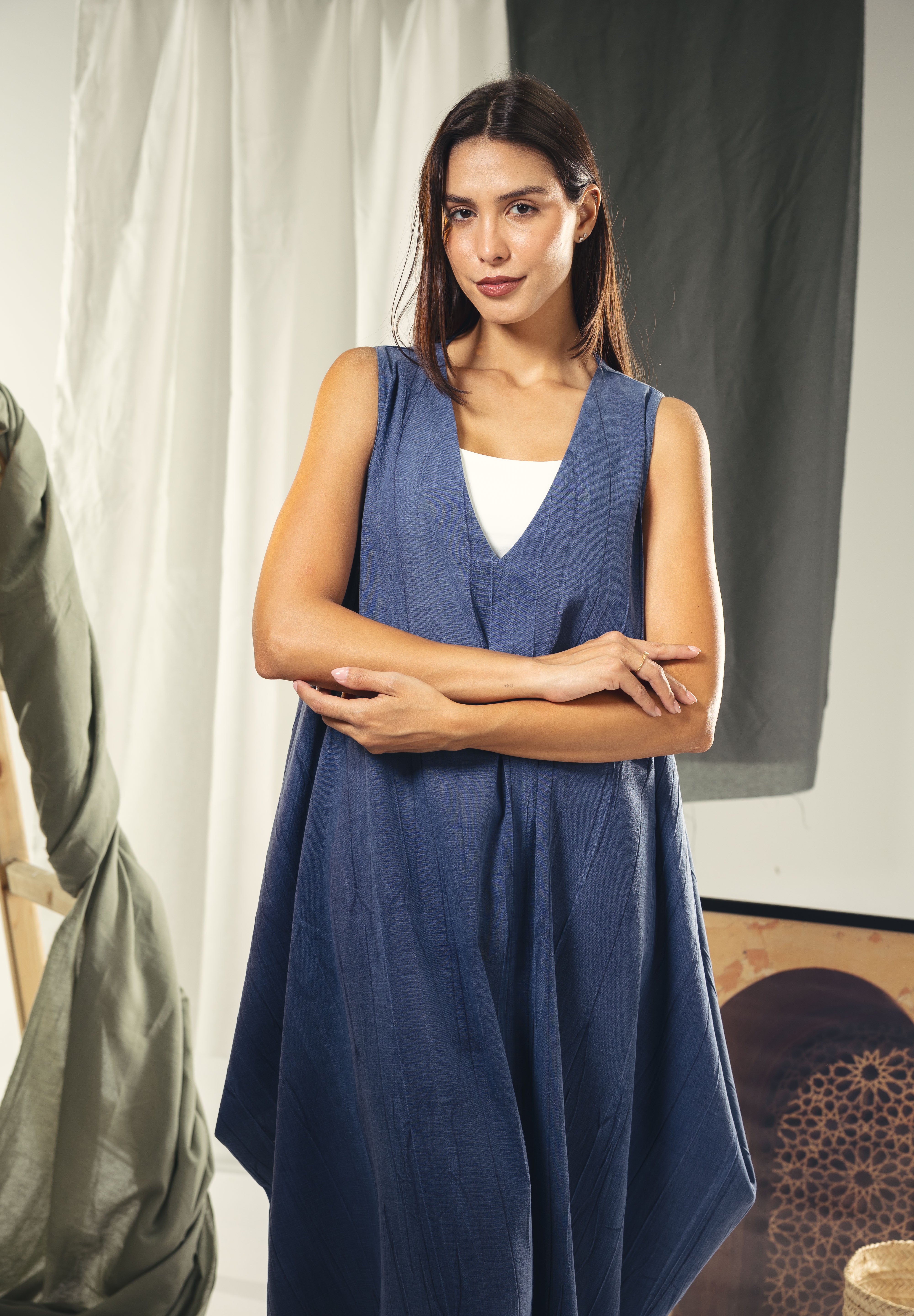 Maxi loose dress in Indigo blue