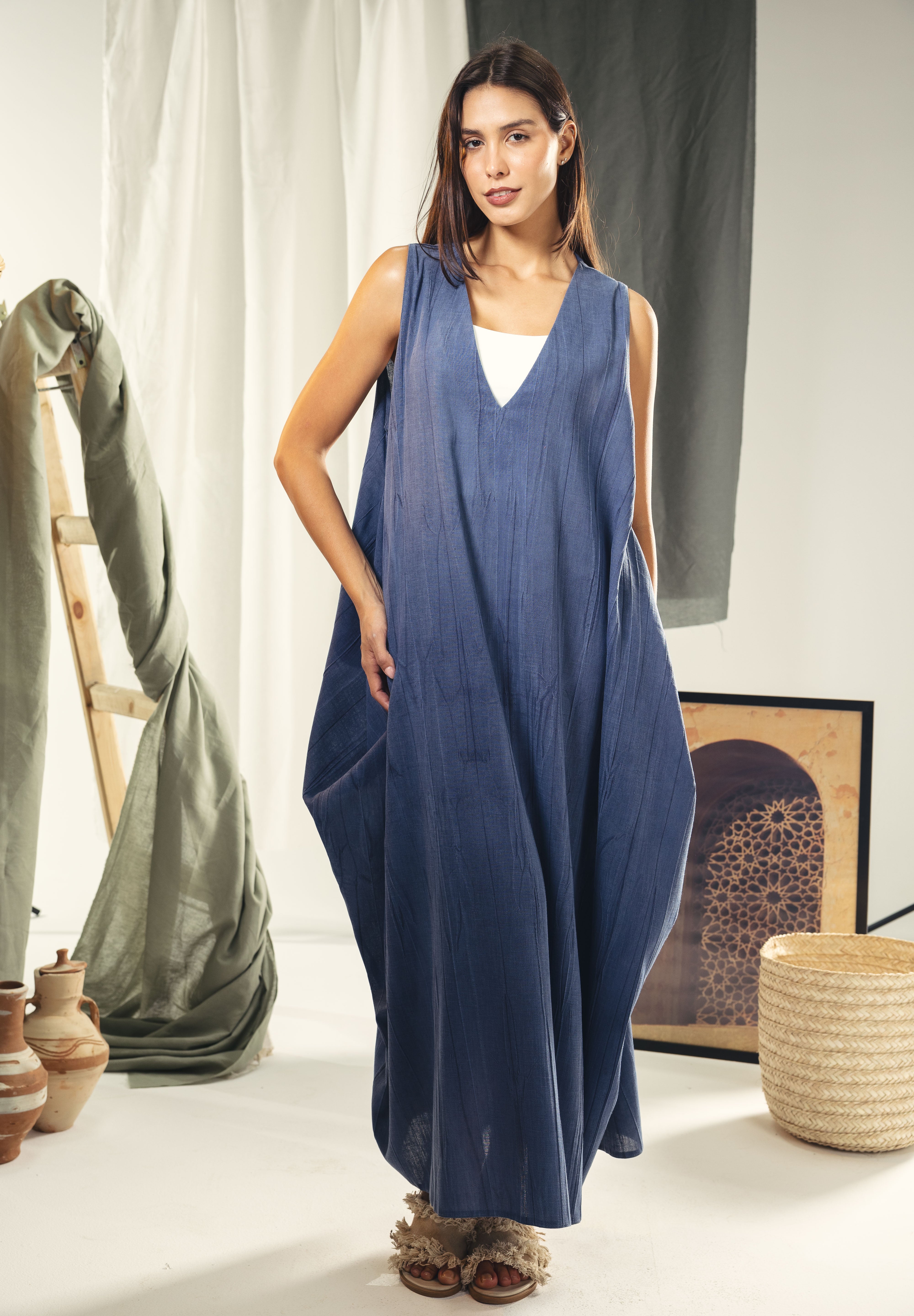 Maxi loose dress in Indigo blue