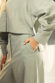 Balloon pants with a end detail mint green