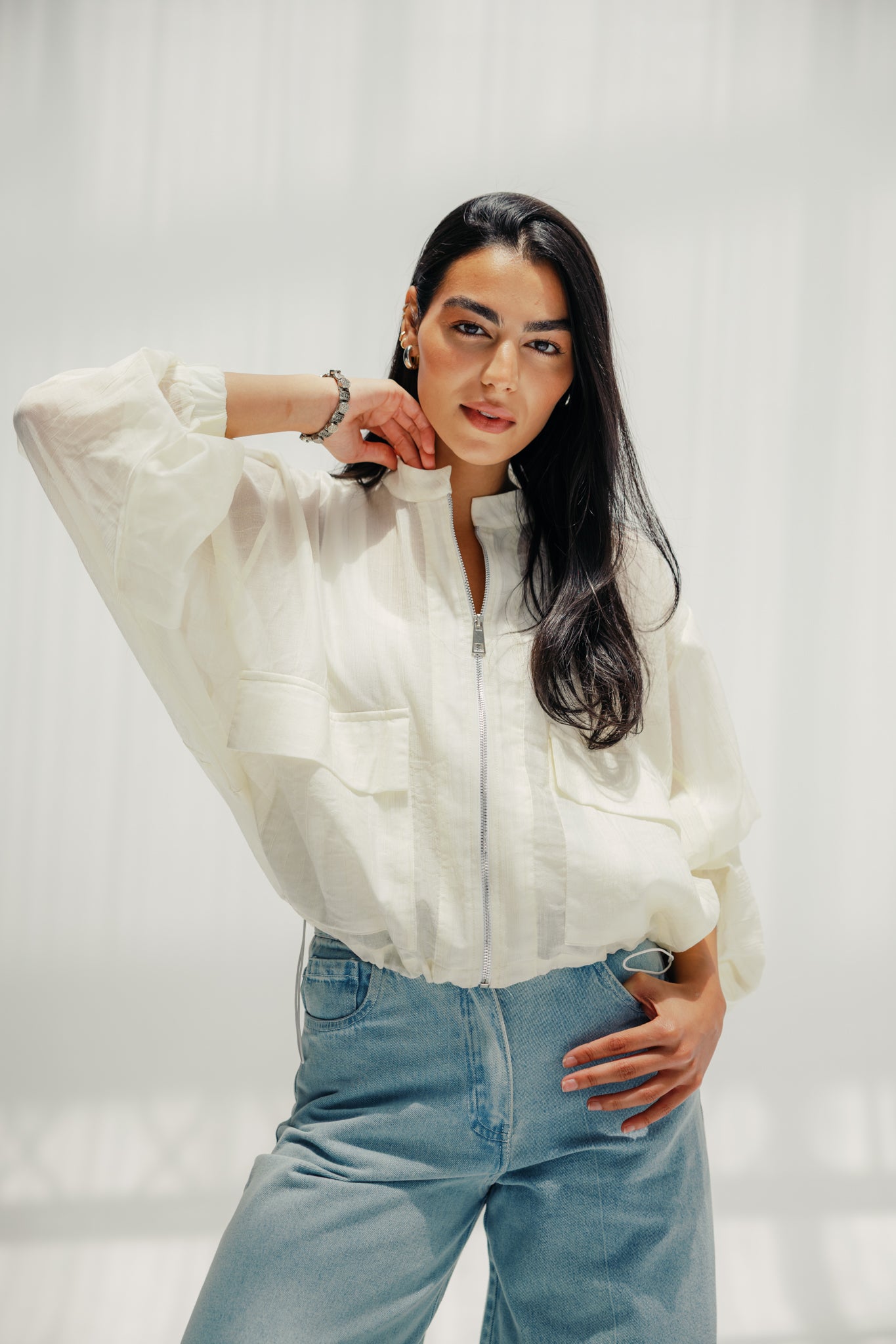 The sheer jacket  off white