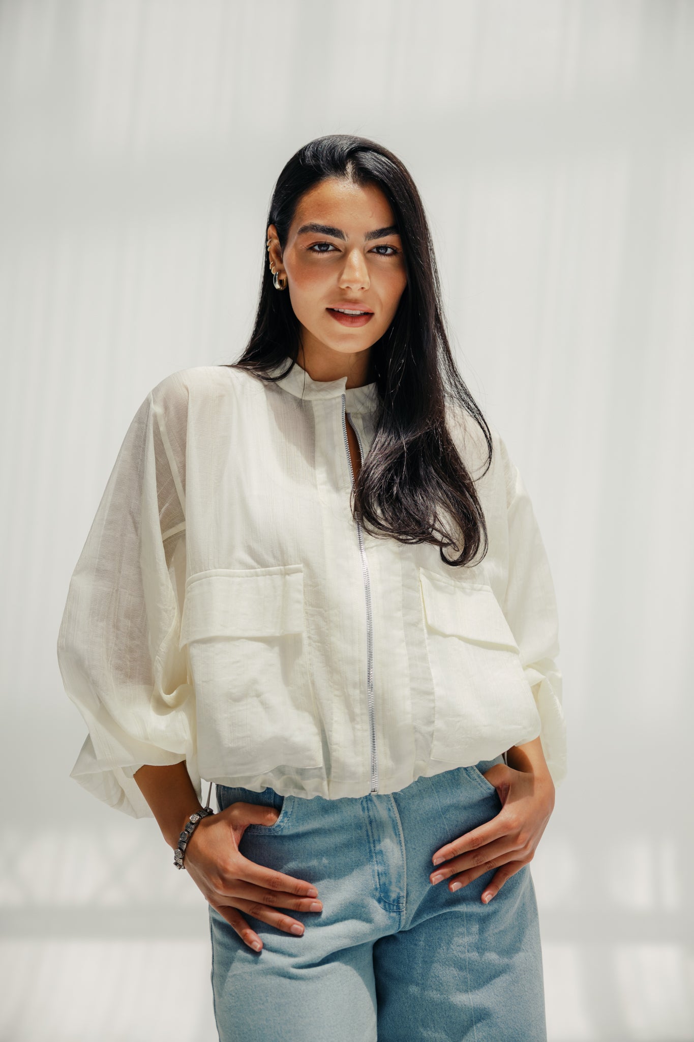 The sheer jacket  off white