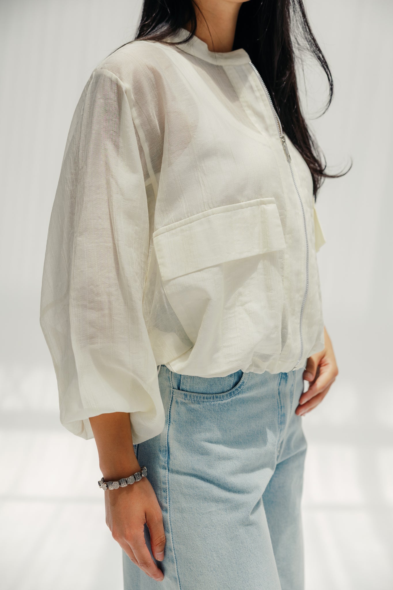 The sheer jacket  off white