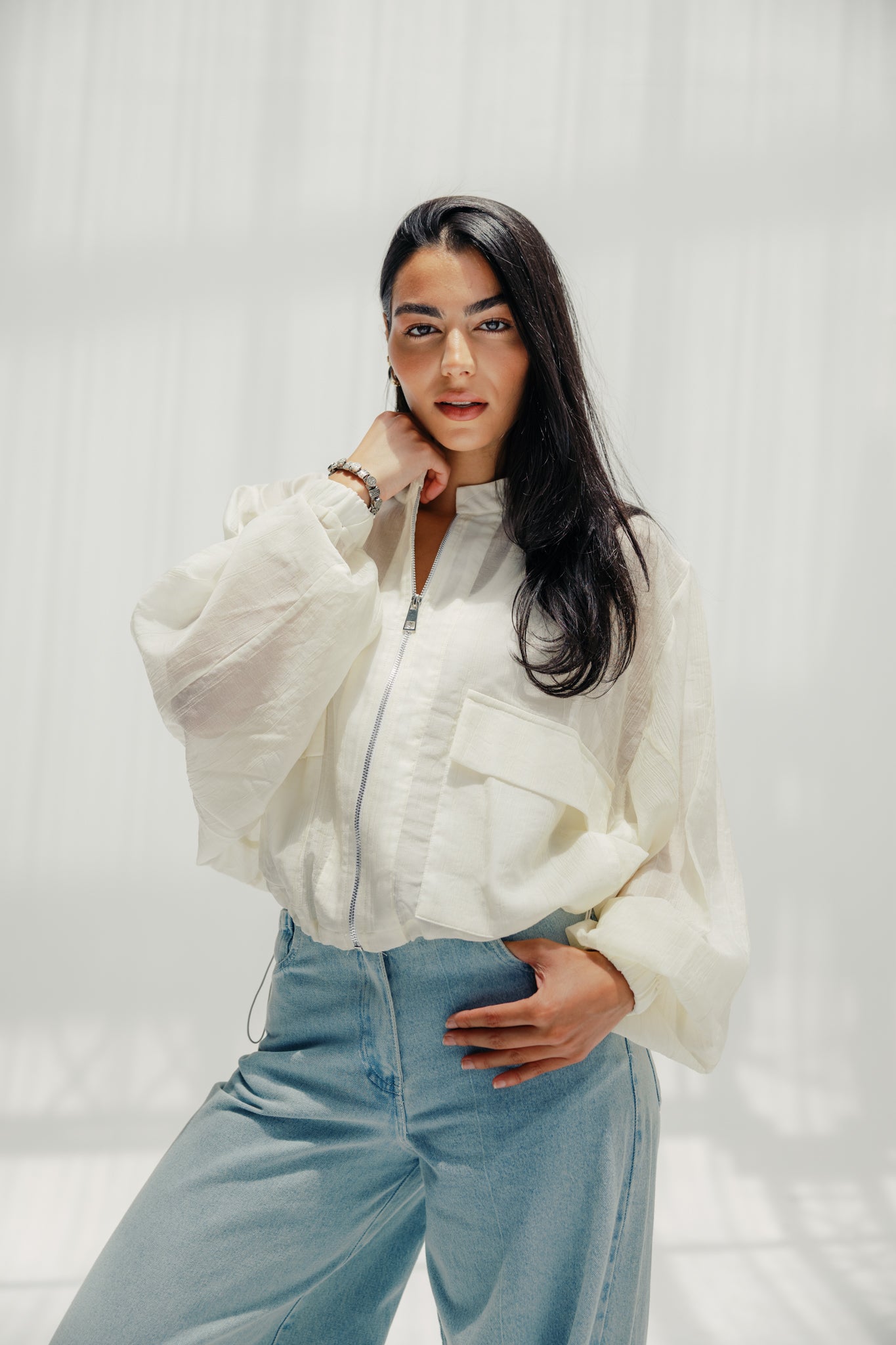 The sheer jacket  off white