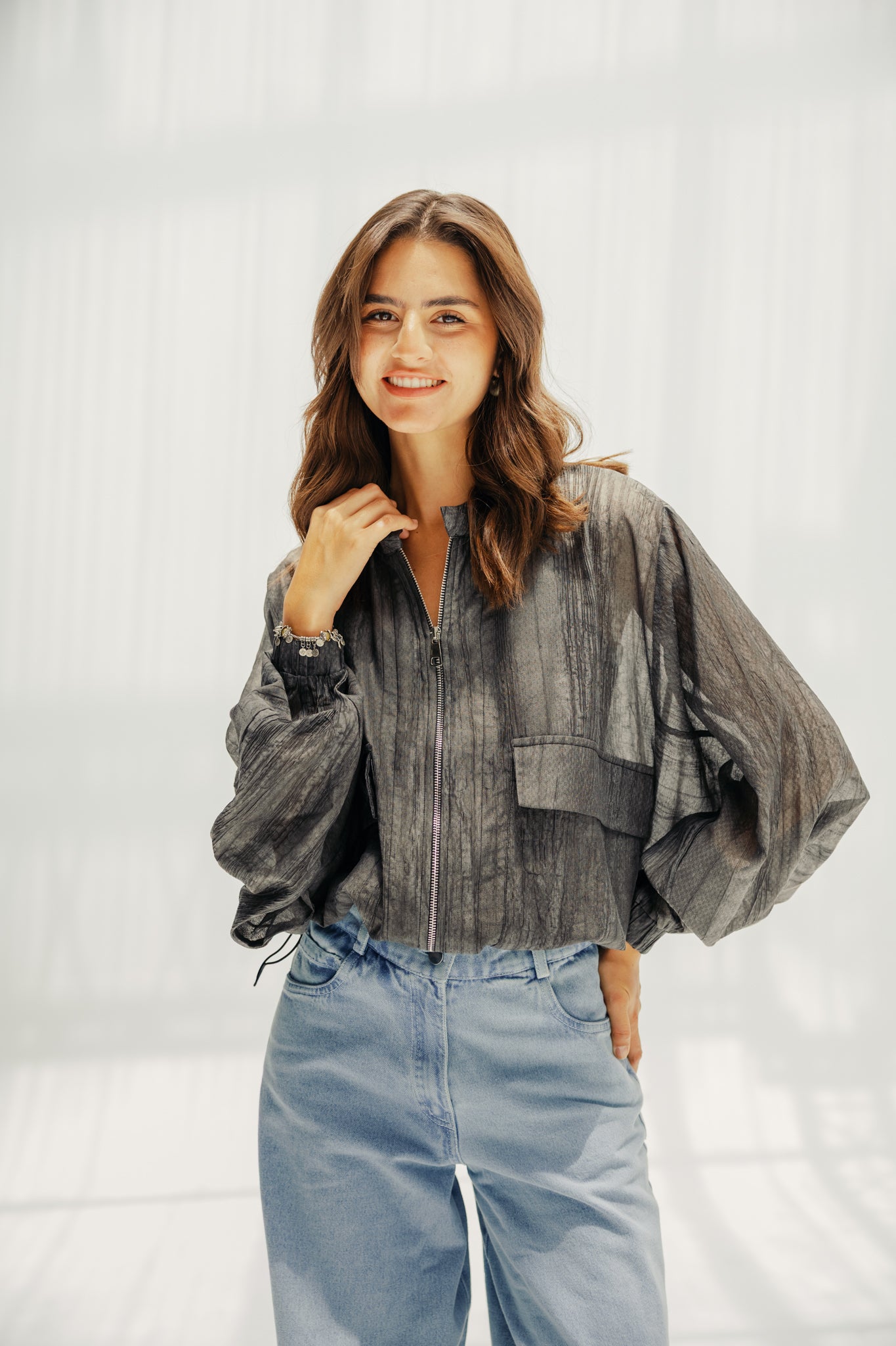 The sheer jacket black