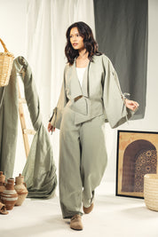 Short Boho cardigan with different lengths Olive