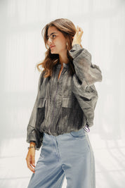 The sheer jacket black