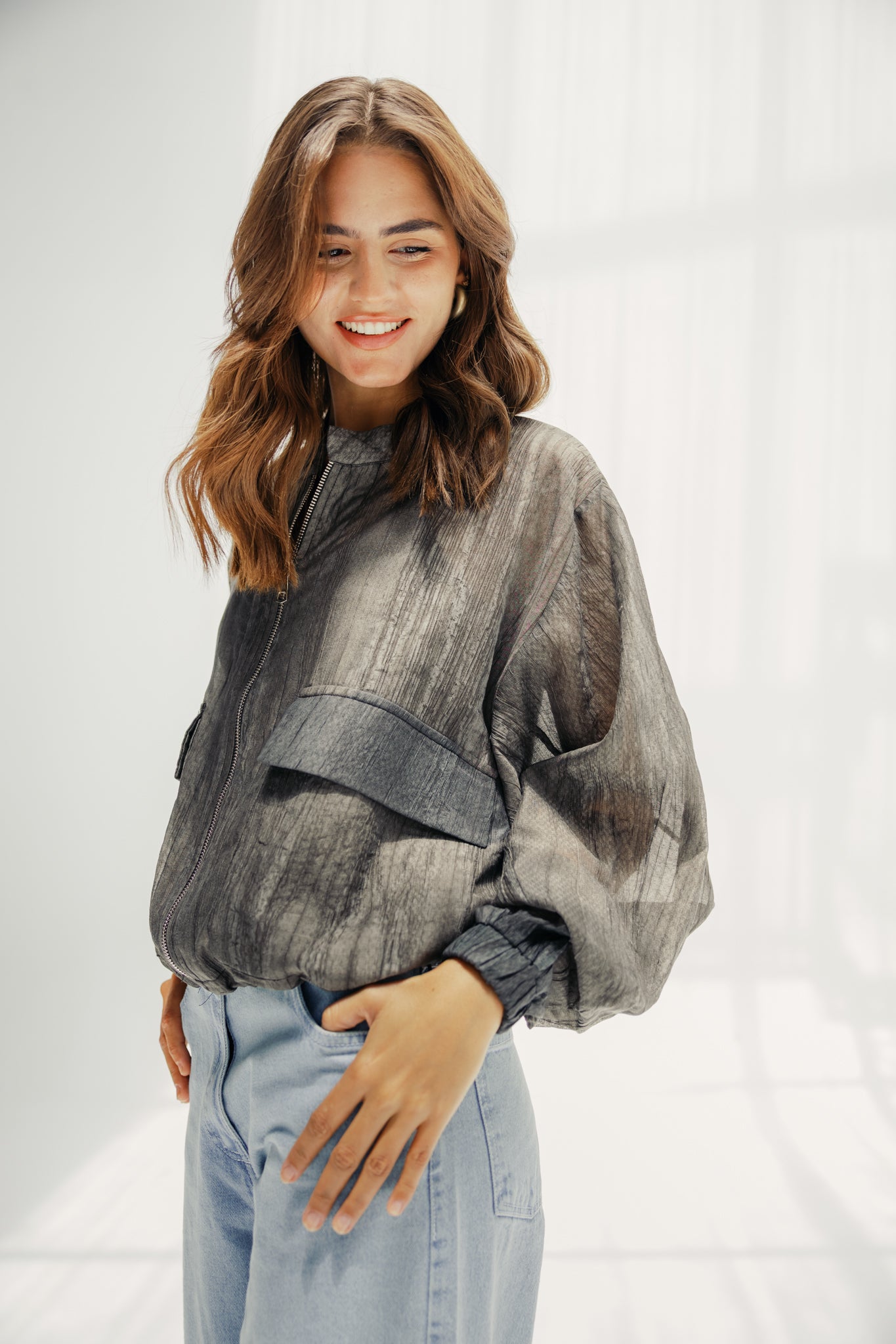 The sheer jacket black