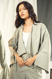 Short Boho cardigan with different lengths Olive