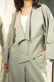 Short Boho cardigan with different lengths Olive