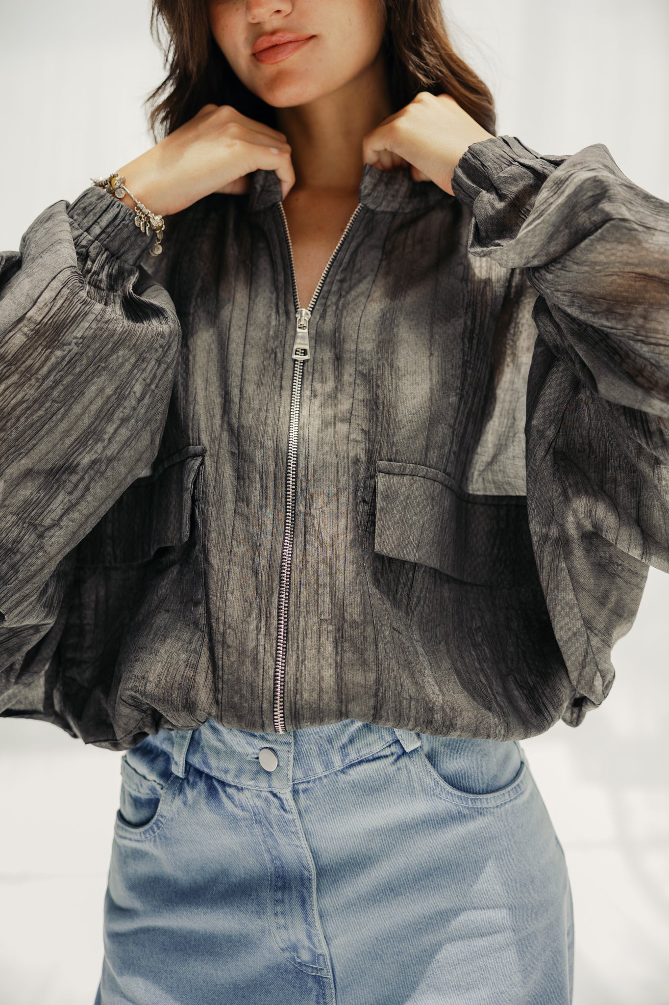 The sheer jacket black