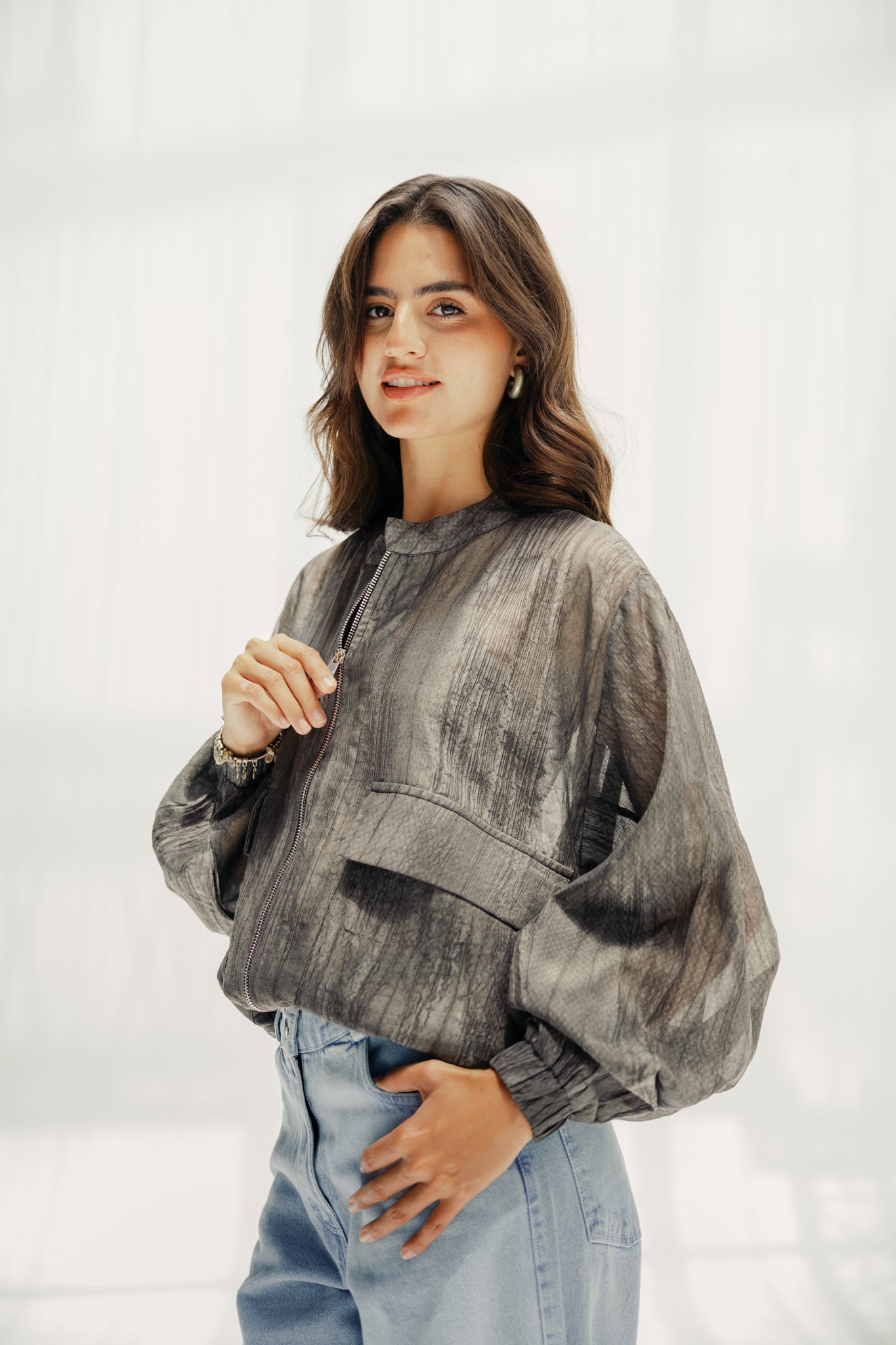 The sheer jacket black