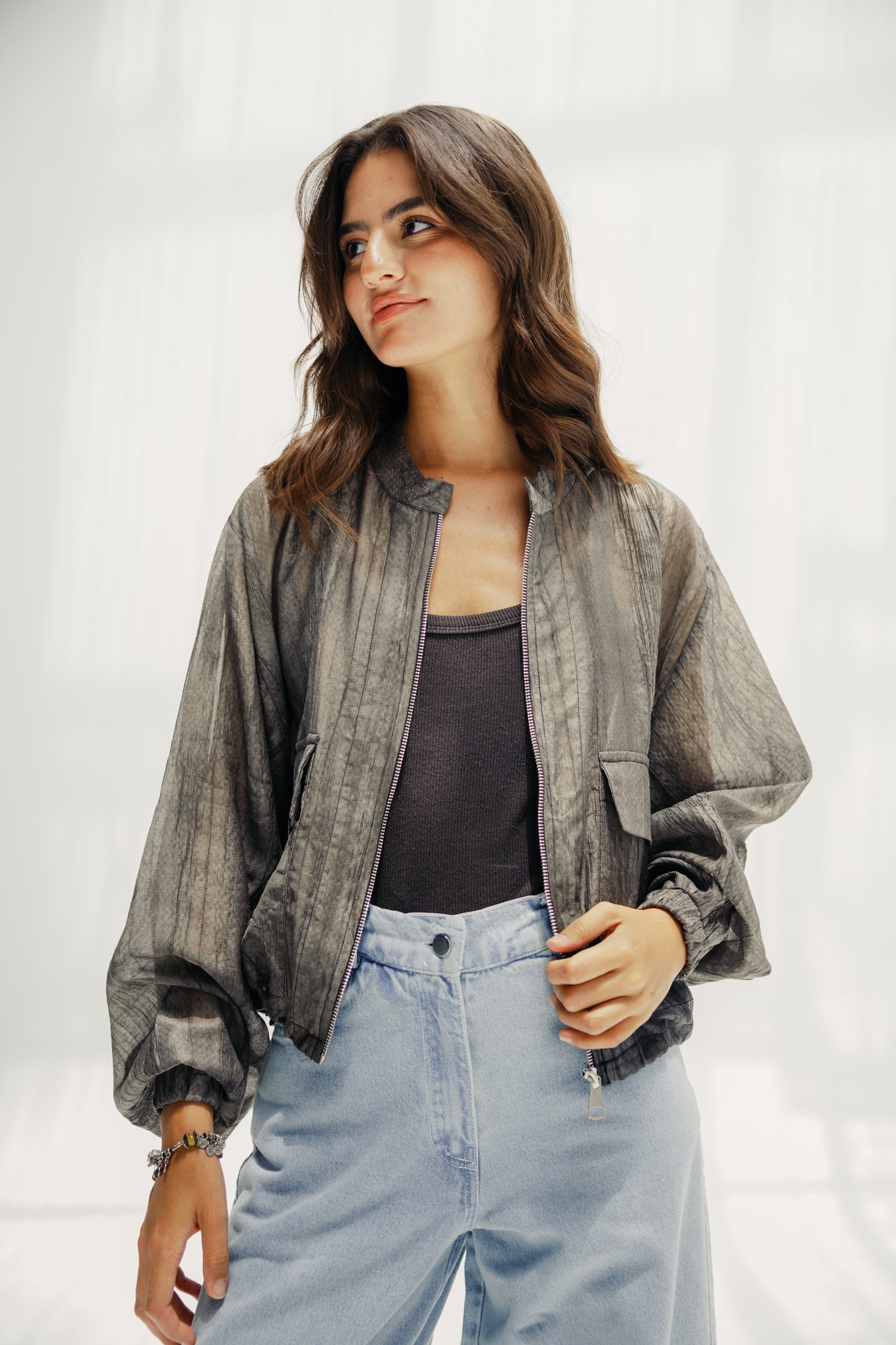 The sheer jacket black