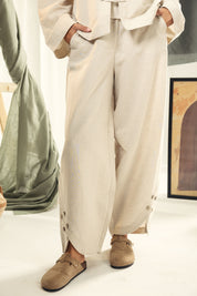 Palon pants with buttons details Beige