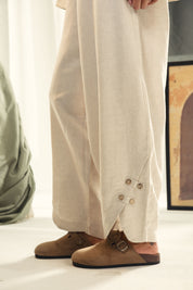 Palon pants with buttons details Beige