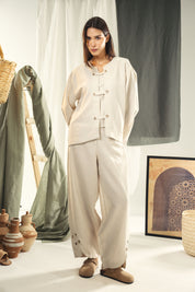 Palon pants with buttons details Beige