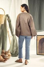 Short Boho cardigan with different lengths Brown