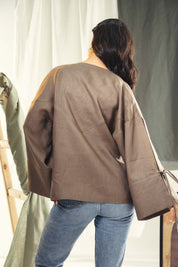 Short Boho cardigan with different lengths Brown