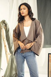 Short Boho cardigan with different lengths Brown