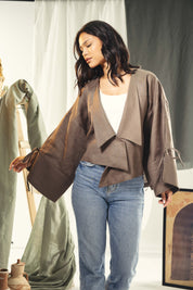 Short Boho cardigan with different lengths Brown