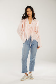 Breezy Ruffle Cardigan Pink