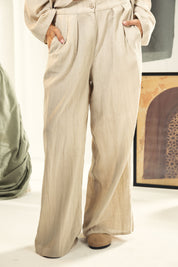 Washed linen wide leg pants Beige