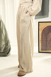 Washed linen wide leg pants Beige