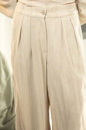 Washed linen wide leg pants Beige