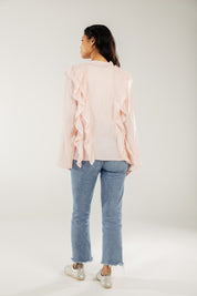 Breezy Ruffle Cardigan Pink